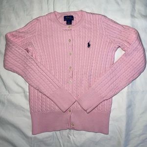 POLO Ralph Lauren Girl’s Pink Mini-Cable Cotton Cardigan